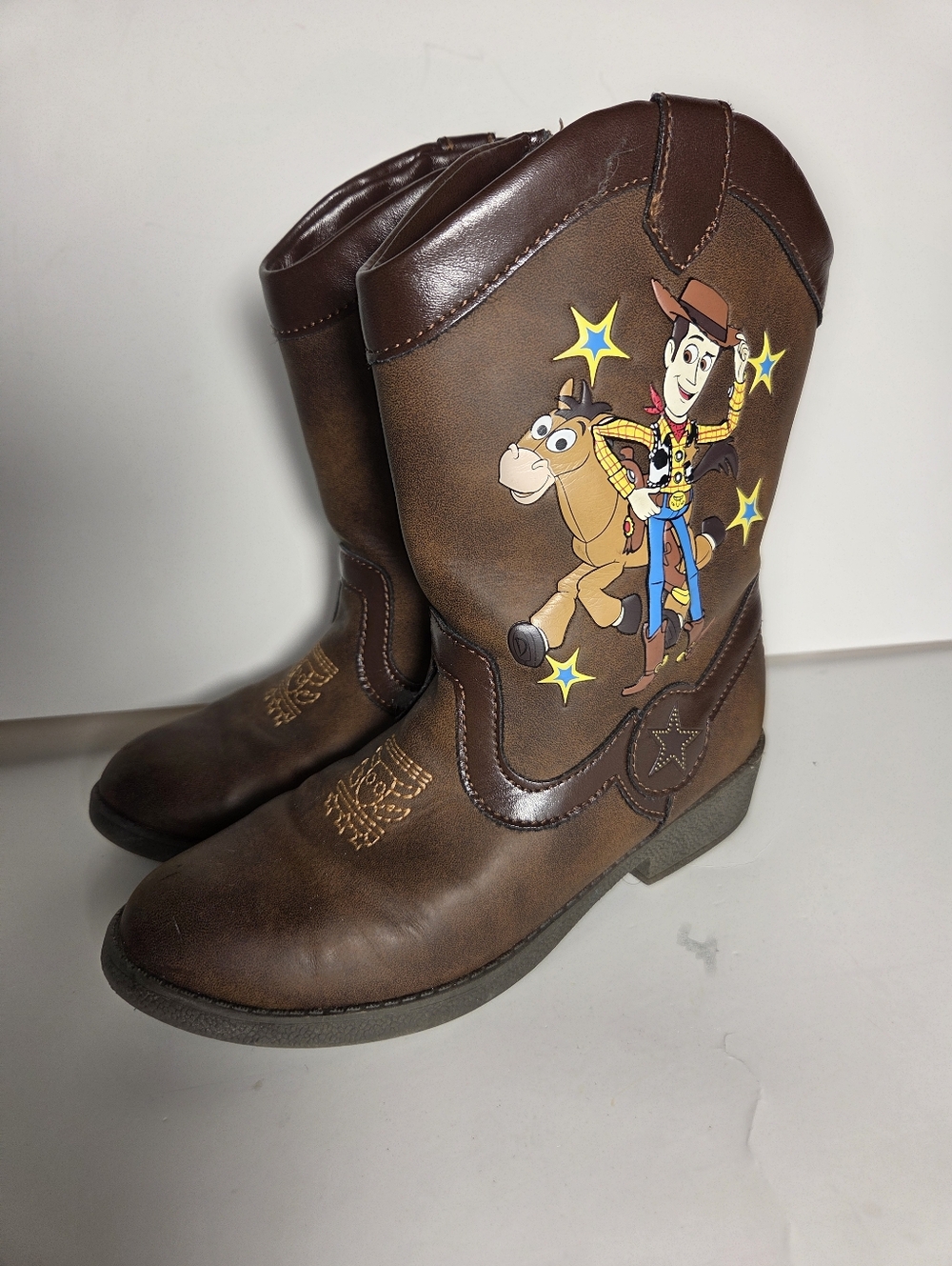 Toy Story Woody Bullseye Cowboy Boots Zip Brown Toddler Boys Size 12